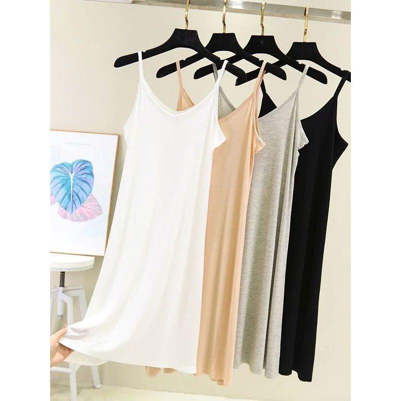 Anti Penetration Lined Bottom Dress Pure Color Anti-Penetration Lining Base Dress Women