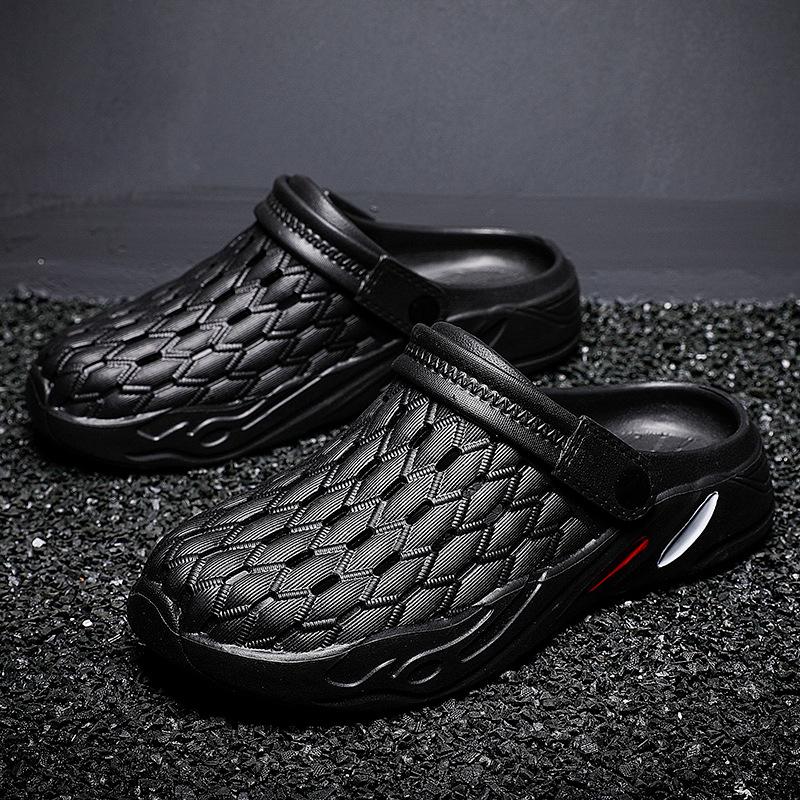 Pantoufles respirantes ajourées pour hommes, chaussures de plage d'été, pantoufles d'extérieur/intérieur, nouvelle mode
