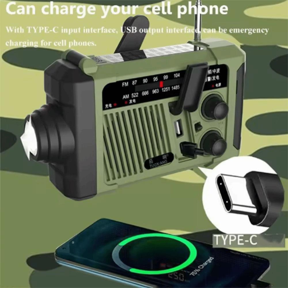 SOS Alarm Solar Power Emergency Radio With Flashlight AM/FM Radio Hand Crank Radio  Survival