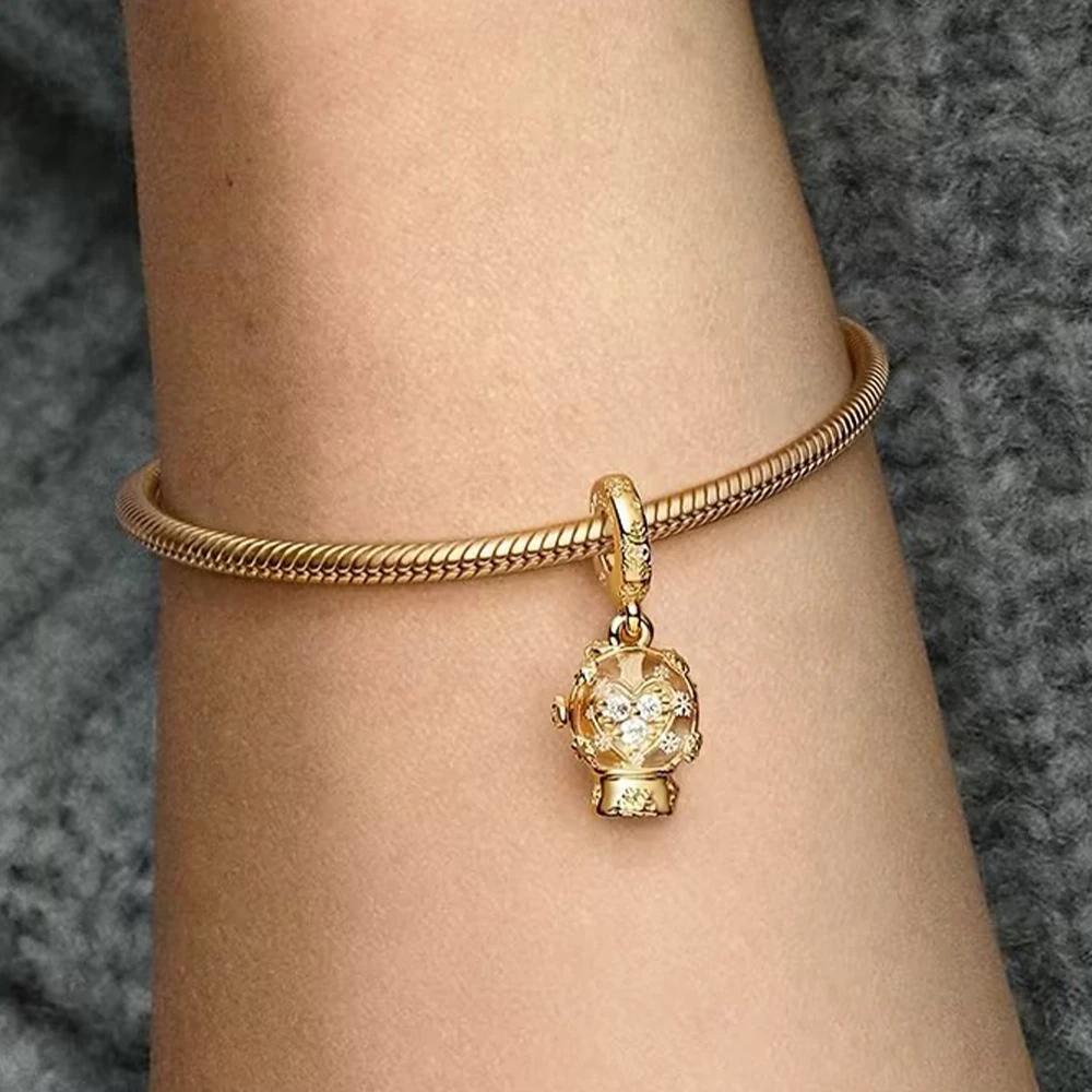 Copperbeads Gold Transparent Love Snowflake Snow Scene Charm Diy Bracelet Women'S Jewelry Making Gift