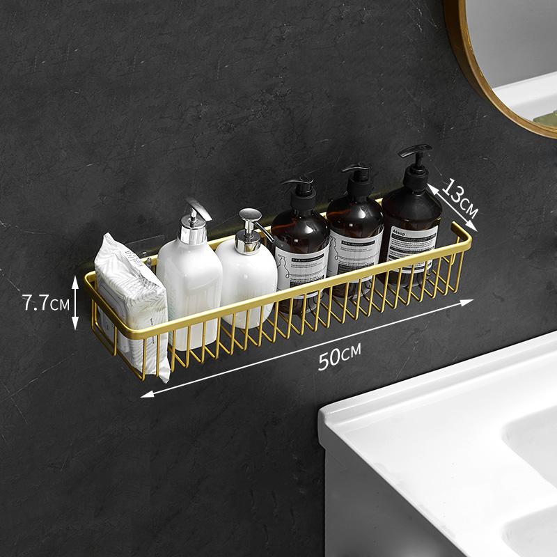 Wall Mounted Bathroom Shelf Shampoo Cosmetic Storage Rack Brushed Gold Storage Organizer Rack Soap Cosmetic Shelf Household Item
