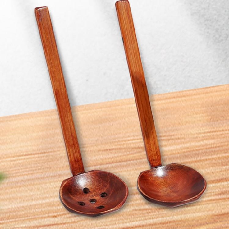 Noodles Soup Spoon Strainer Kitchen Ladles Soup Spoon Wood Serving Spoons Cooking Utensils with Long Straight Handle