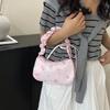 New Fashionable Women's Bag, Fresh Girl Simple Commuter Floral Shoulder Bag Printed Flower Bow Armpit Bag