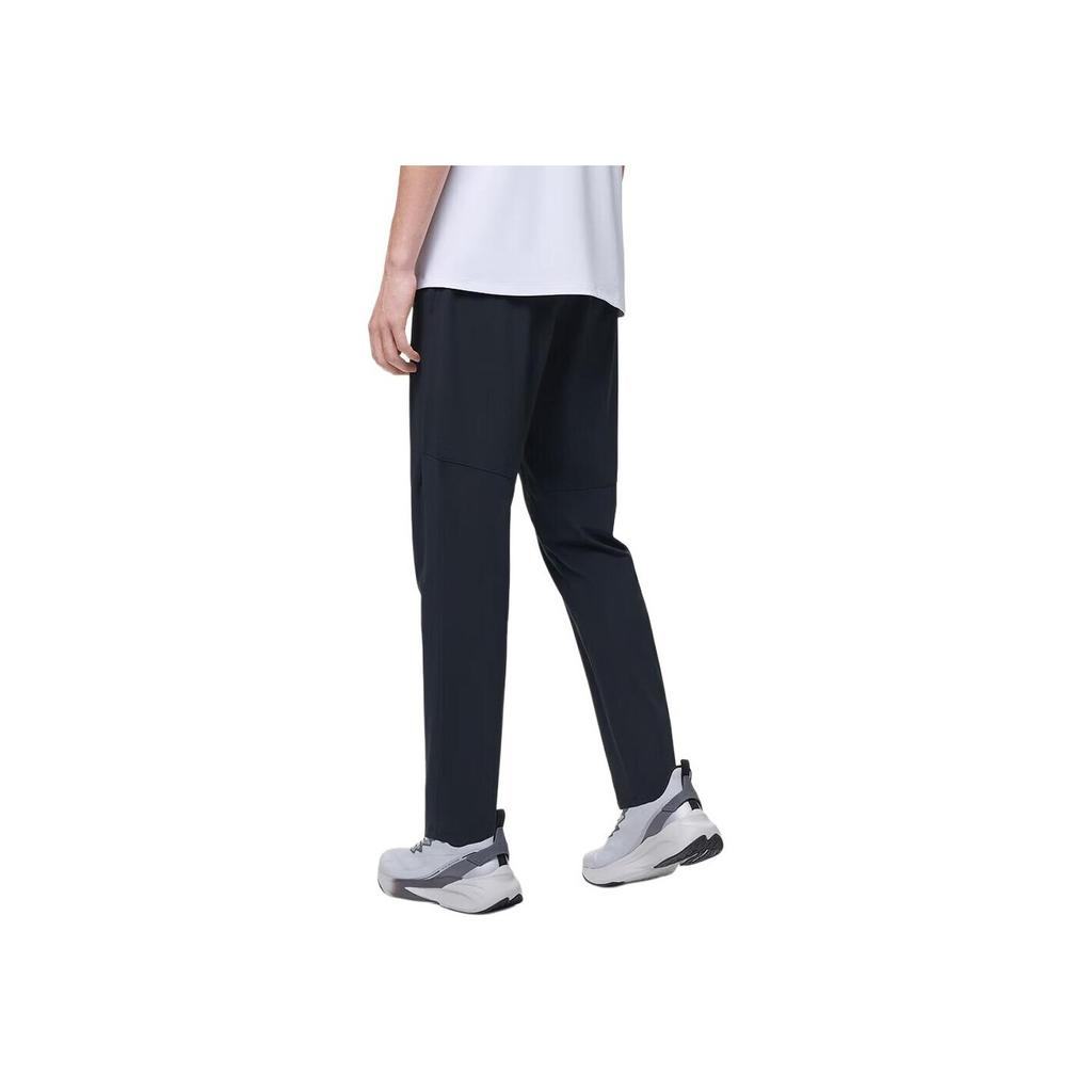 Anta Running Series Solid Color Mid Waist Straight Leg Nine Point Casual Pants Men Bottoms Black 152425304-1