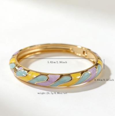 Macaron Spiral Enamel Contrasting Twist Pattern Bracelet