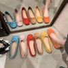 2025 spring and summer new French shallow mouth single shoes women's Korean version gentle soft sole Doudou shoes square head flat sole grandma shoe