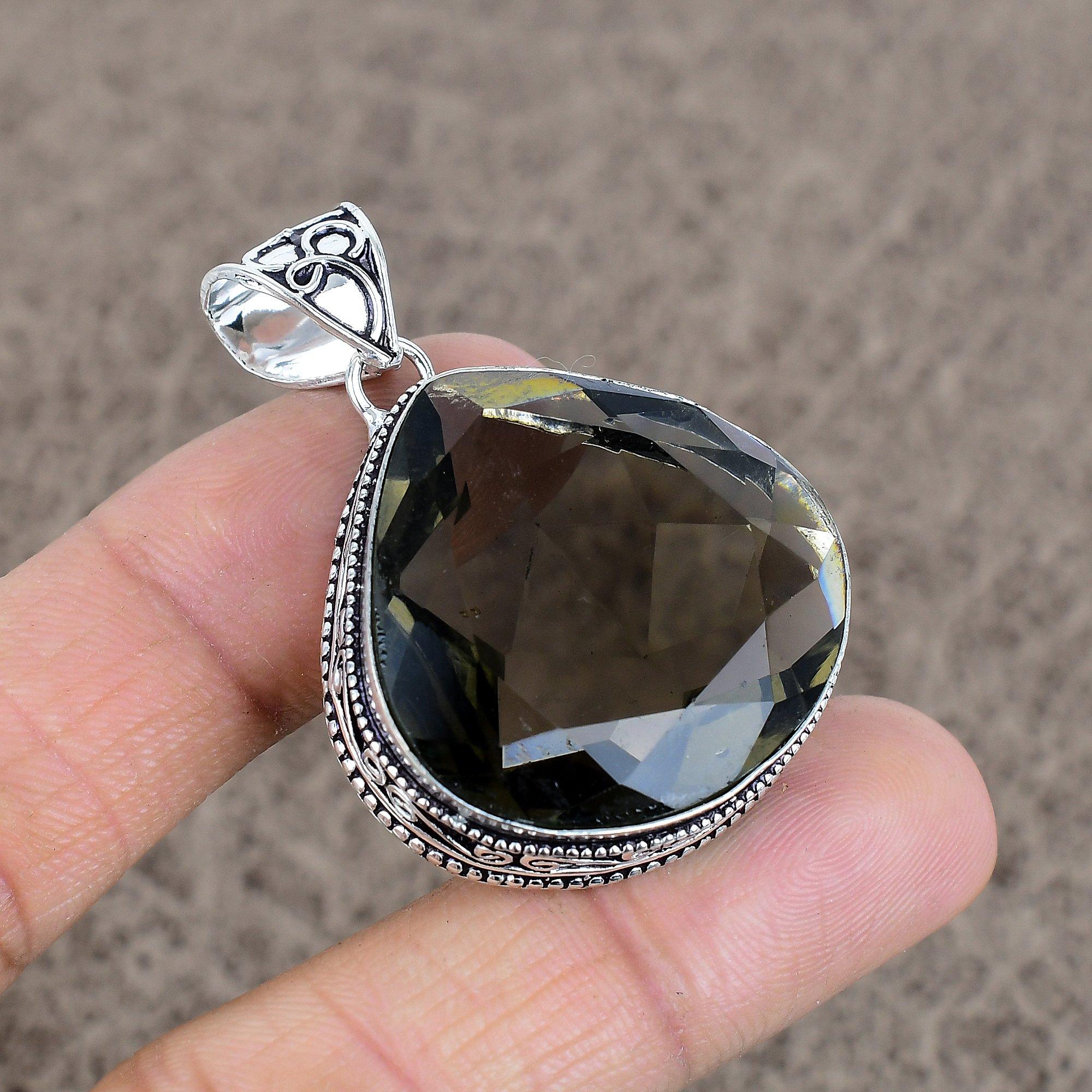 

Smoky Topaz Gemstone Handmade 925 Sterling Silver Jewelry Pendant 1.89 KKG-48