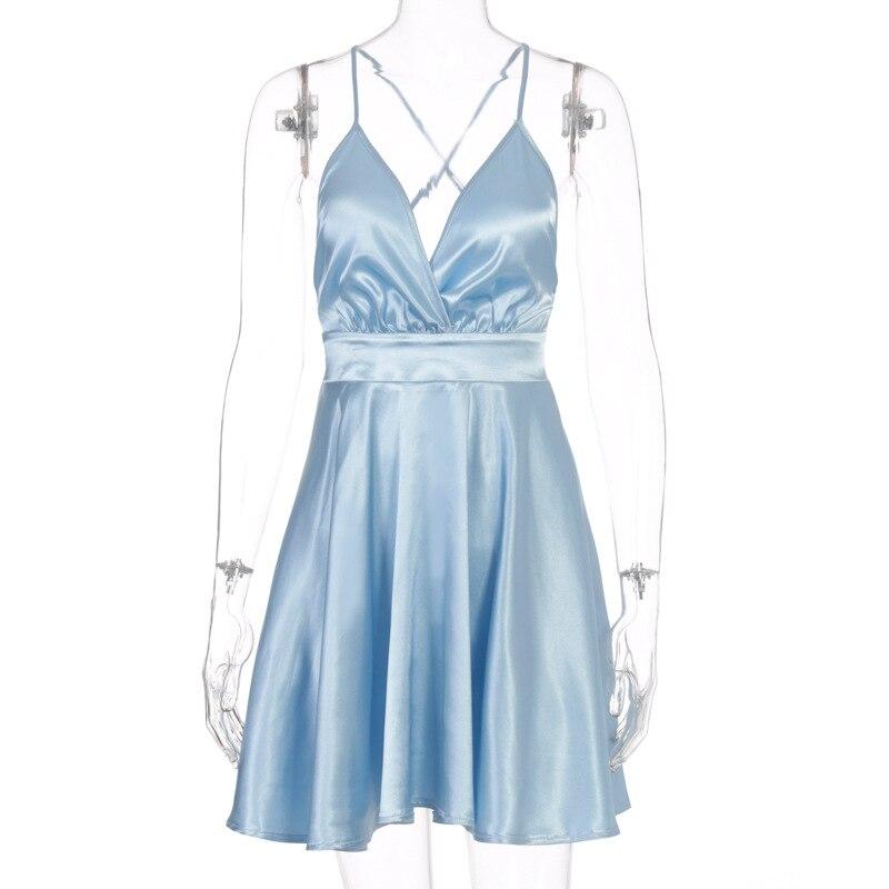 Elegant Bodycon Sexy Women's Dress for Women 2022 Summer Sleeveless Satin A-line Party Club Mini Pleated Dresses Woman Robe