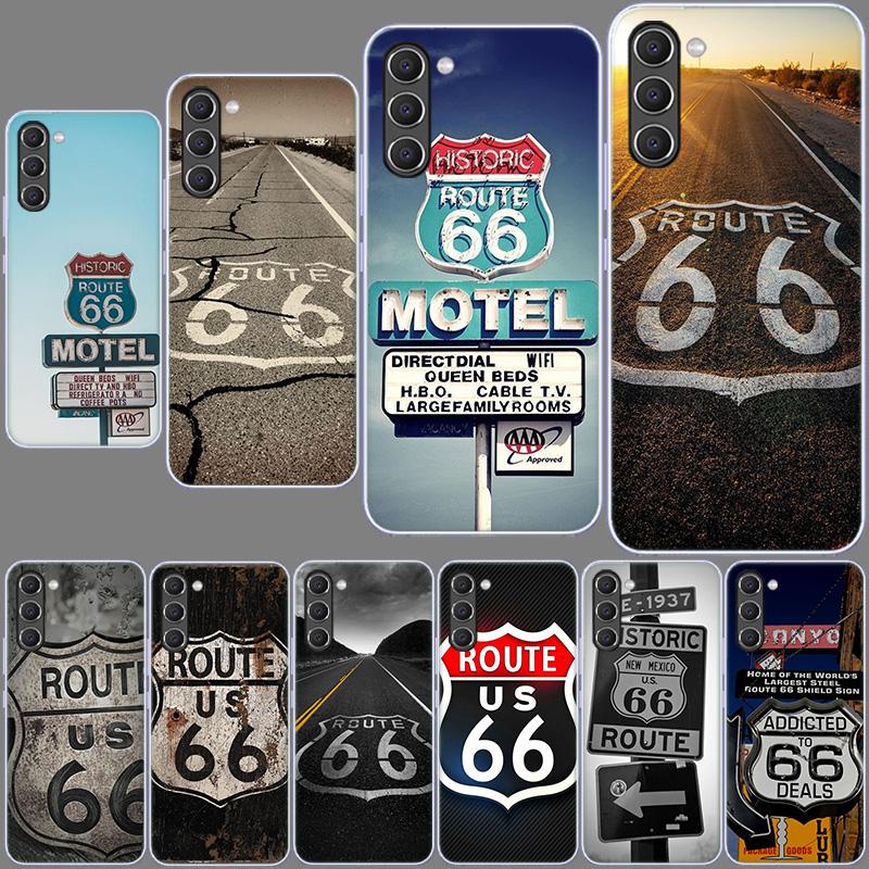 America Route 66 Phone Case for Samsung A54 A14 A24 A34 A17 A37 A57 A55 A35 A25 A15 A13 A23 A33 A53 A07 A05S A04S A03 A73 Galaxy