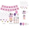 Kuromi Themed Birthday Party Decor Supplies Set With Flag Cake Spiral Balloon And Bright Colorful Toppers