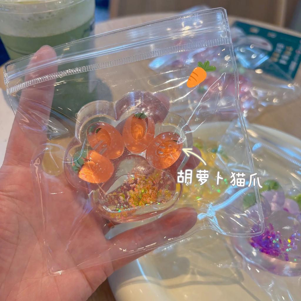 Colored Cat Paw Sequins Maltose Pinch Toy Soft TPR Anti-stress Stress Relief Slow Rebound Elastic Squeezing Stress Relief