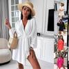 Vestido de Otoño con Cuello y Cintura Larga para Mujer