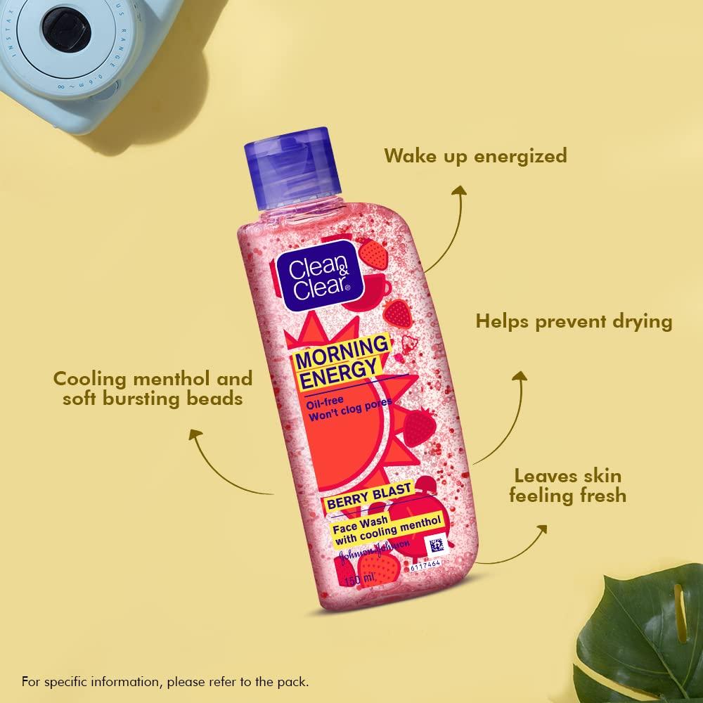 Clean & Clear Morning Energy Berry Blast Face Wash 150ml Single Pack Gentle Daily Cleanser For Normal To Oily Skin