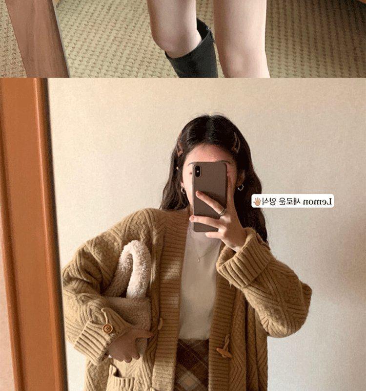 Women’s V-Neck Mid-Length Knit Cardigan - Loose Fit for Spring & Autumn