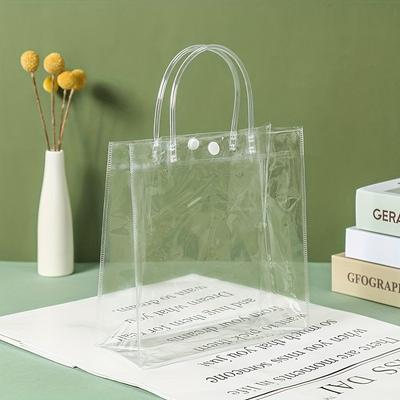 Plastic Gift Bags Clear PVC Bag With Handles Reusable Tote Bags Transparent Shopping Bag Gift Packing Bag Handbag Storage Bag