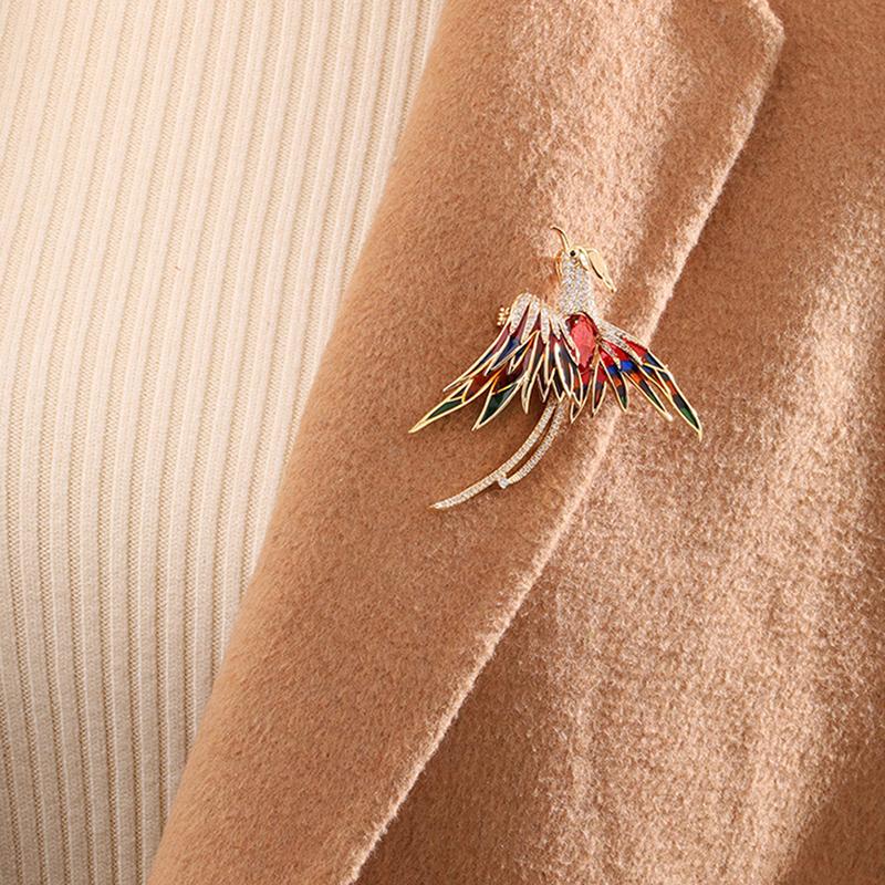 Enamel Phoenix Bird Brooches Animal Pin For Women Men 5-Color Enamel Flying Beauty Bird Party Office Brooch Pin Gifts
