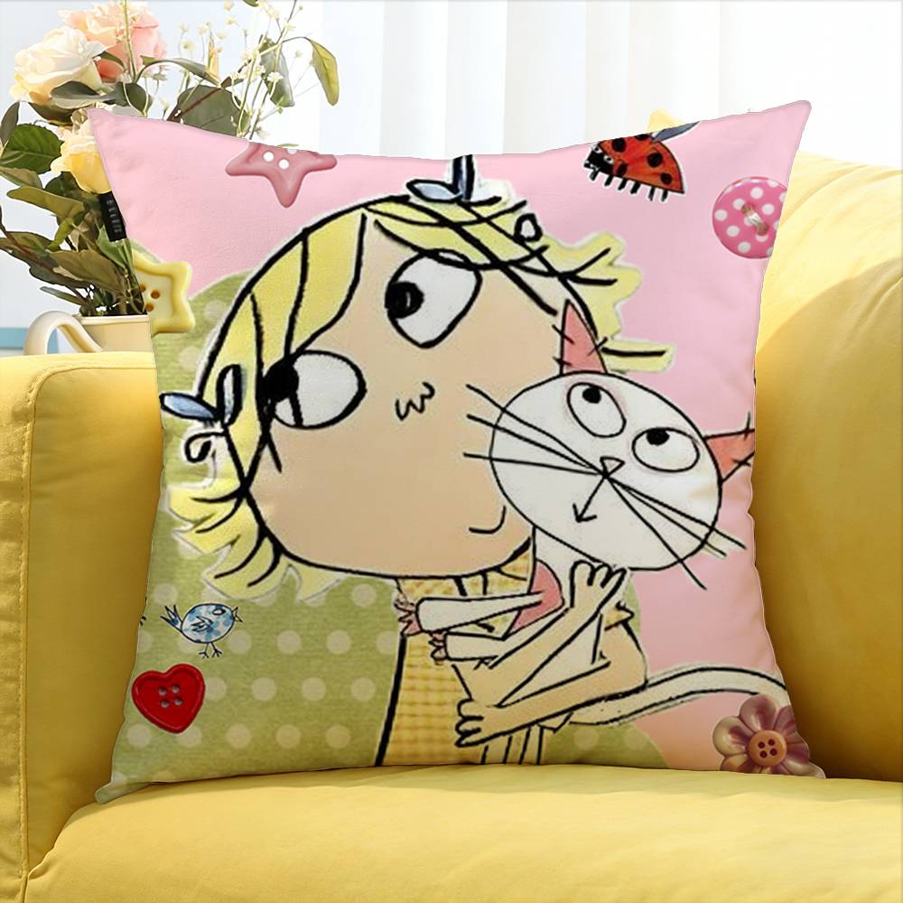 C-Charlie And L-Lola World Various Sizes Square Pillow Case For Car Home Bedchamber Decor