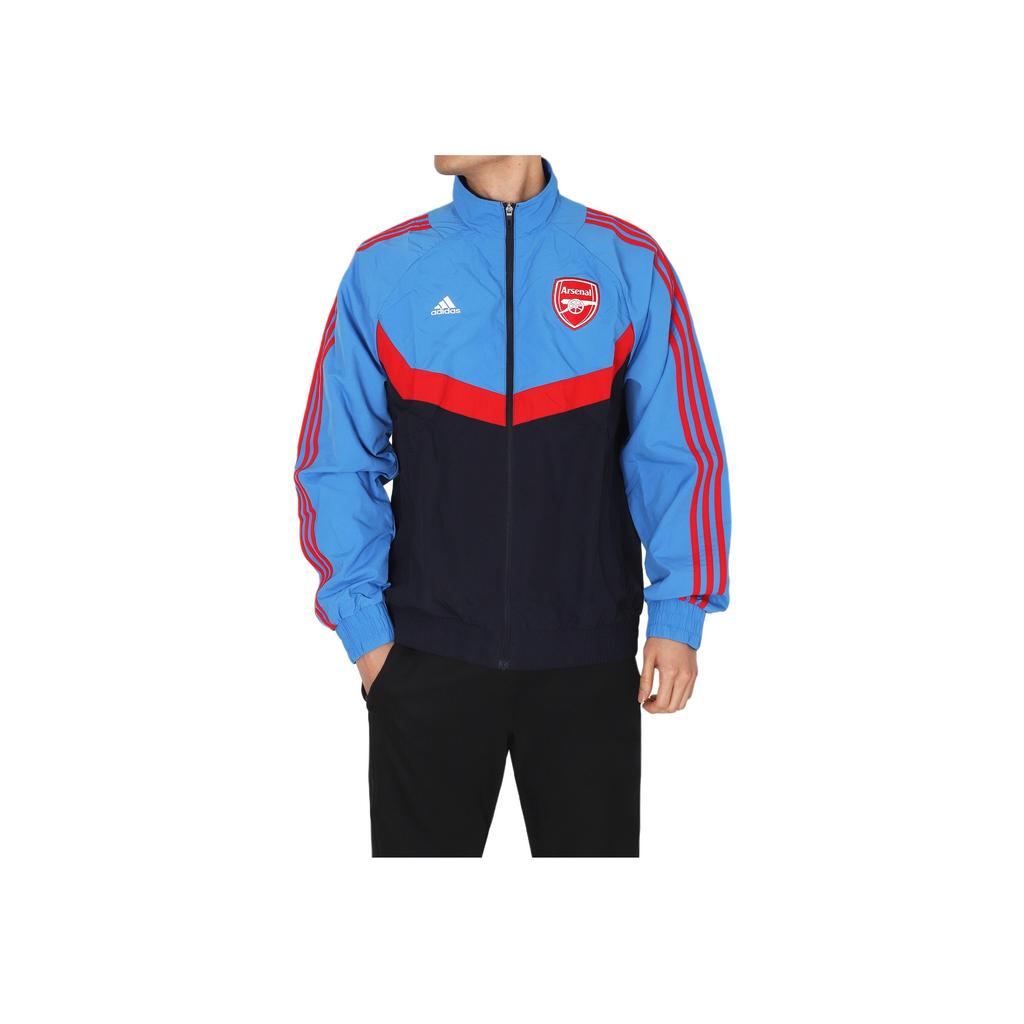 Adidas Logo Print Zip-Up Stand Collar Striped Color Block Raglan Long Sleeve Sports Jacket Men Jacket Blue IU2073