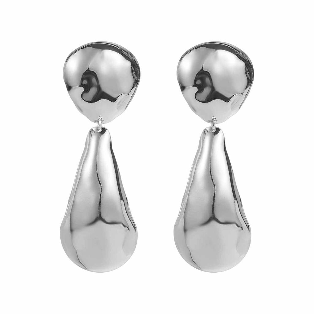 E11181 Retro Metal Eco-friendly Pleated Texture Earrings, Light Luxury Leaf Geometric Earrings, Earrings for Women
