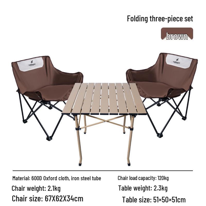Xiannoudorji Portable Three-Piece Outdoor Folding Table and Chair Set for Camping and Picnics
