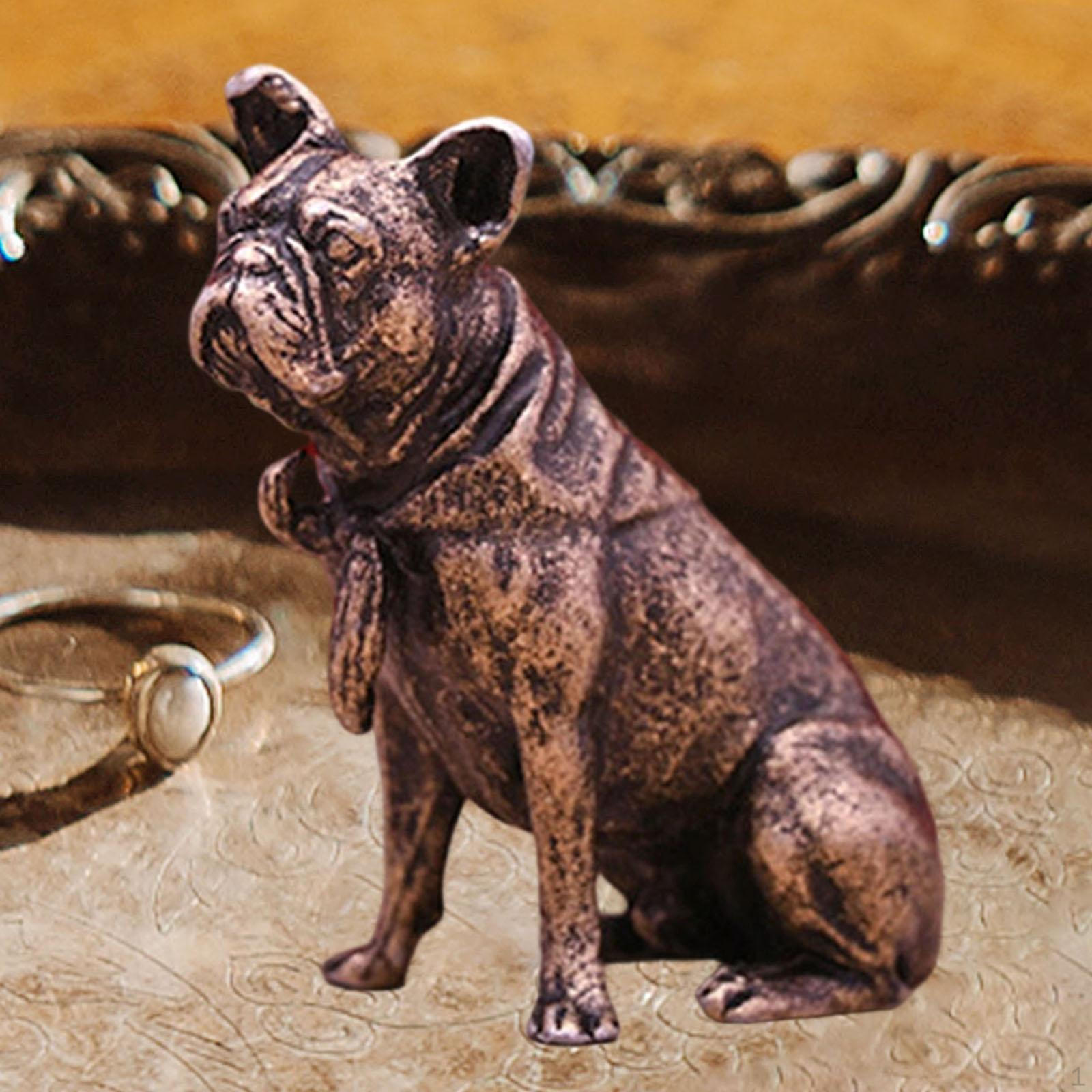 Dog Miniature Figurine Animal Sculpture Tea Pet Brass Cute Creative Tabletop Ornament Mini Statue