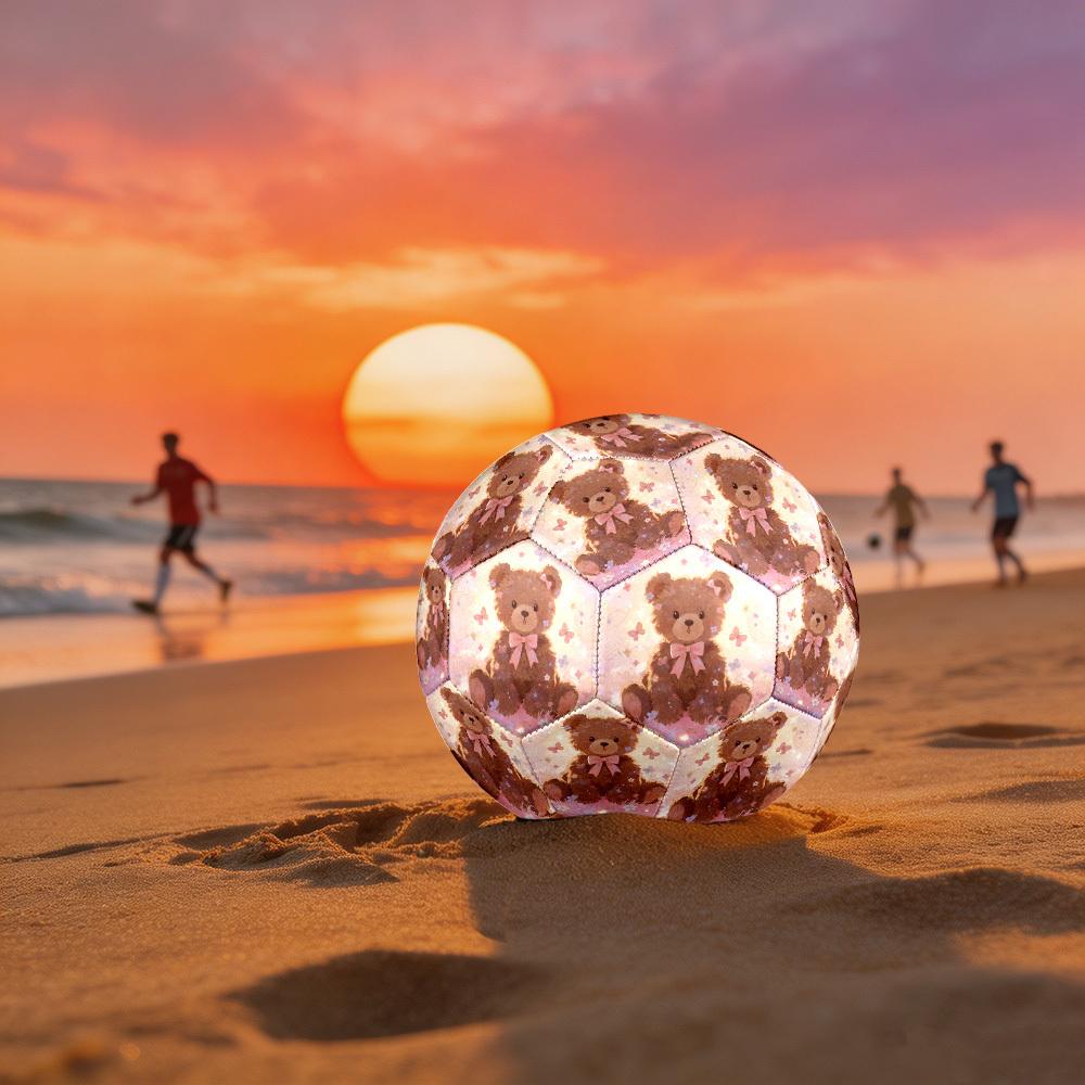 1pc Teddy Bear Fantasy Theme Soccer Ball Football, Size 5, Lightweight PVC, Outdoor Training Soccer Ball,Gift C6540