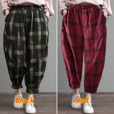 baggy plaid trousers