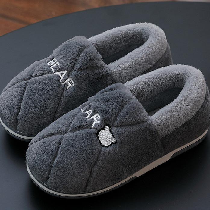 Große Größe Männer Hause Hausschuhe Winter Warme Plüsch Rutschen Paare Indoor Wohnungen Anti-slip Schlafzimmer Schuhe Frauen Herbst Pelzigen Rutschen