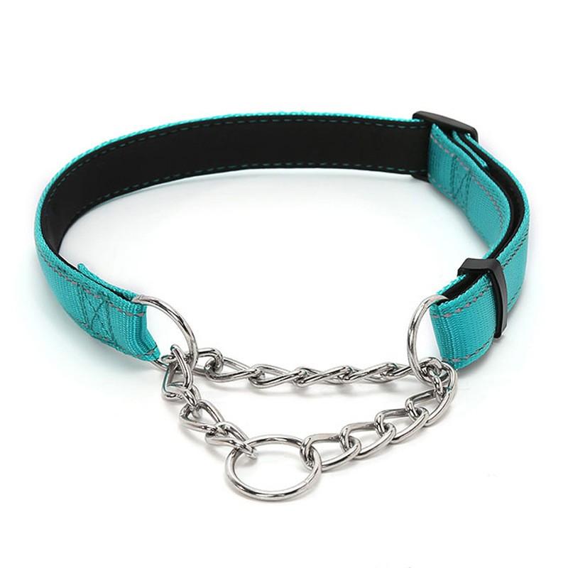 

Ошейник-мартингейл из нержавеющей стали, регулируемая цепь для собак, светоотражающие ошейники из нейлоновой ткани для маленьких, средних и больших собак M 2.5x50cm