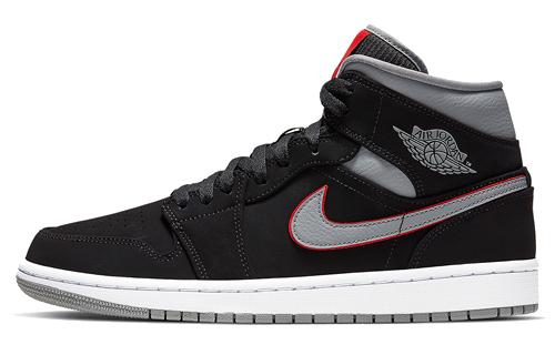 Jordan 1 Mid Black Particle Grey Gym Red 554724-060 45