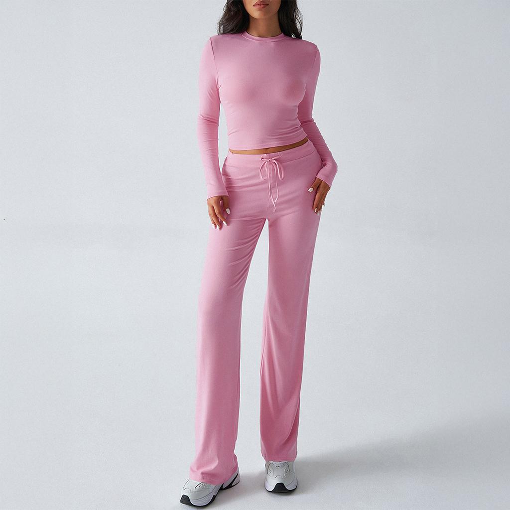 Autumn/winter Women's Y2K Casual Sports Style Slim Long Sleeve Top Lace-up Pants Suit