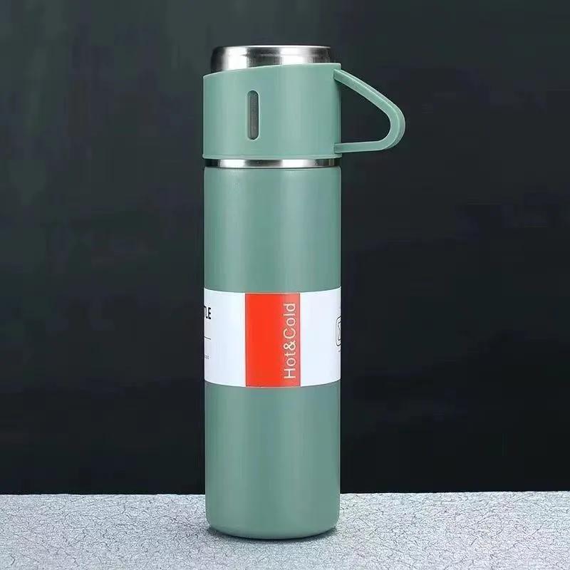 500ml One Cup Three Lid Stainless Steel Insulated Bottle Business 304 Large Capacity Thermos High End Gift Box Set Water Cup