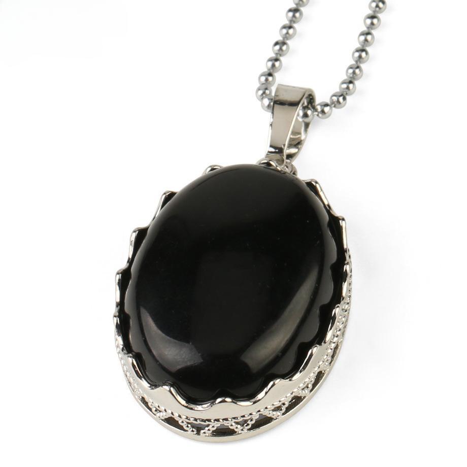 

Ожерелье с подвеской из полудрагоценного аметиста, простой дизайн, эллиптический натуральный кристалл