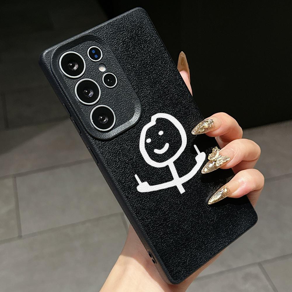 Samsung A07 A16 Xiaomi Redmi 13C 14C for iPhone 17 16 Pro Max Infinix Realme Phone Cases Soft brown Leather pattern TPU Case NY50 Cartoon Matchman art