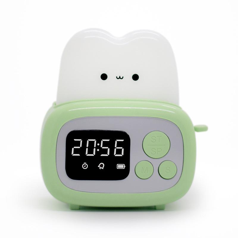 Rechargeable Bedside Night Light & Alarm Clock for Kids with Timer Function