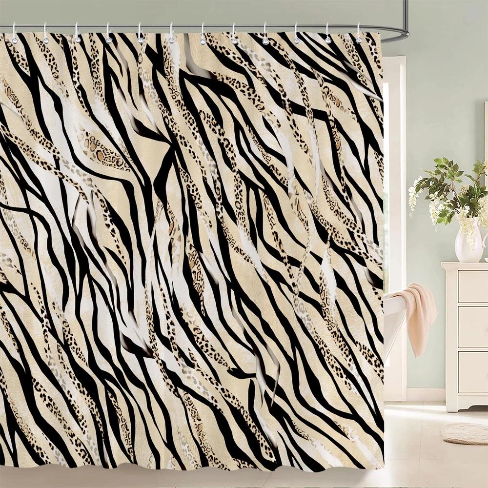 Zebra Animal Shower Curtains With Hooks Waterproof 3d Bathroom Curtains Decoration 180*240cm Printing Washable Bath Screen