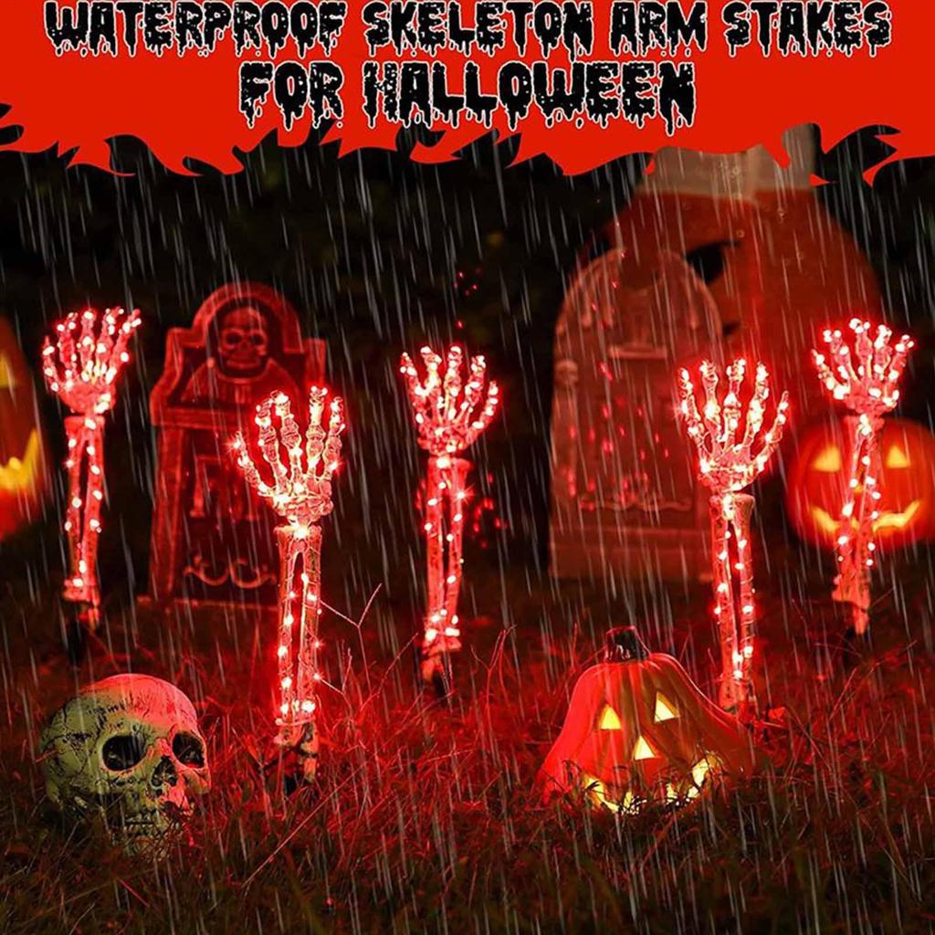 Path Lights LED Lights with Stake Halloween Hand Skeleton Design Waterproof Lamp for Party Outdoor Garden Lawn Patio Driveway