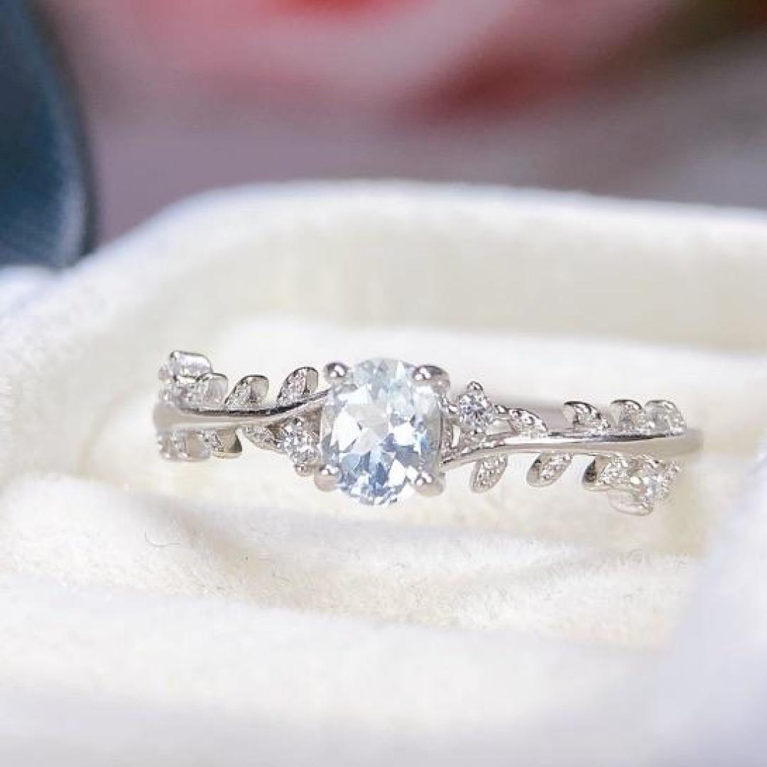 2025 Natural Aquamarine Ring in S925 Silver - Elegant Court Design for Women Adjustable