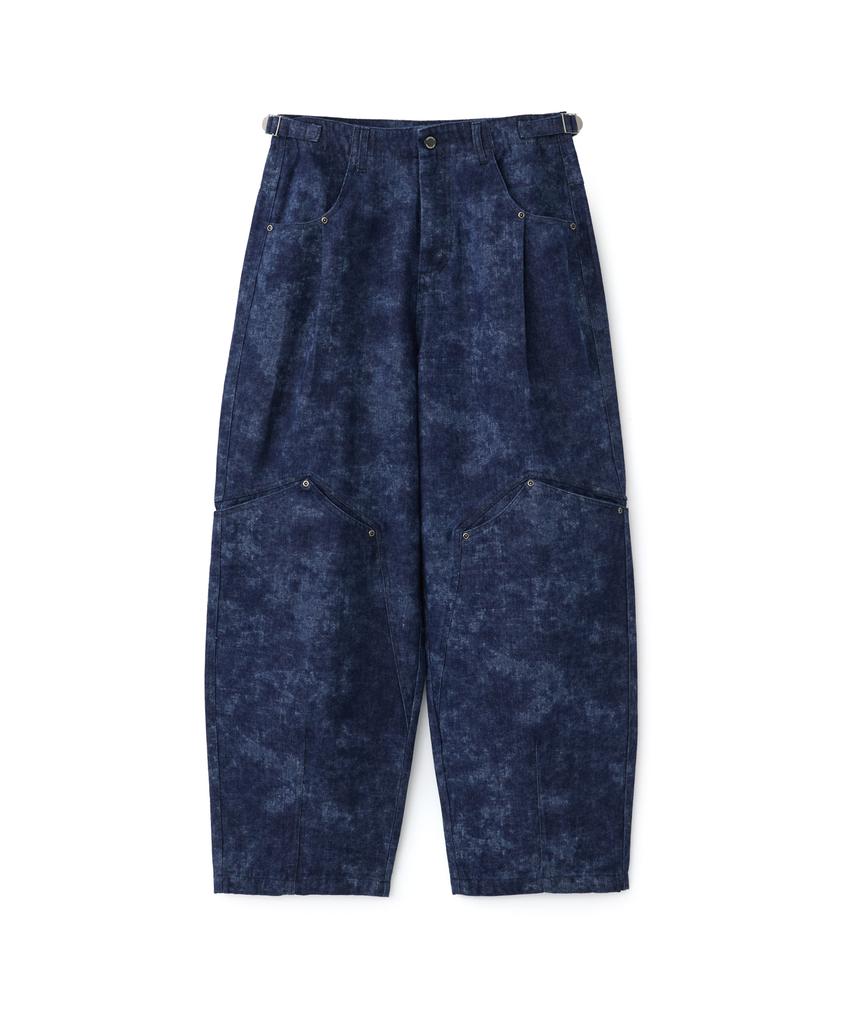 AOTT Washed Western Semi-Balloon Denim Pants Dark Blue