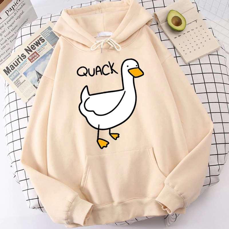 Süßer Enten Hoodie Modischer Druck Damen Freizeit Pullover Hoodies Winter Herbst Sweatshirt Teenager Hoodie