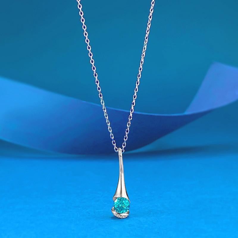 

Xiancan S925 Sterling Silver Paraiba Teardrop Necklace - Unisex Fashion Accessory 925 Silver