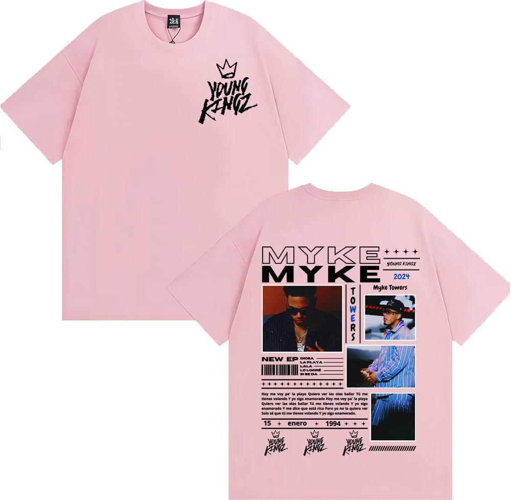 Rapper Myke Towers Graphic Printed T-shirts for Men Harajuku Hip Hop Oversized T Shirt Unisex Summer Cotton Short Sleeve T-shirt