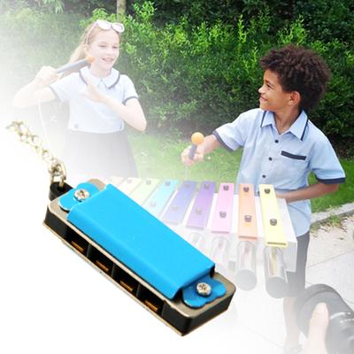 Pendentif Mini Harmonica 8 Tons 4 Trous Jouets Instrument de Musique en Métal Pendentif Harmonica