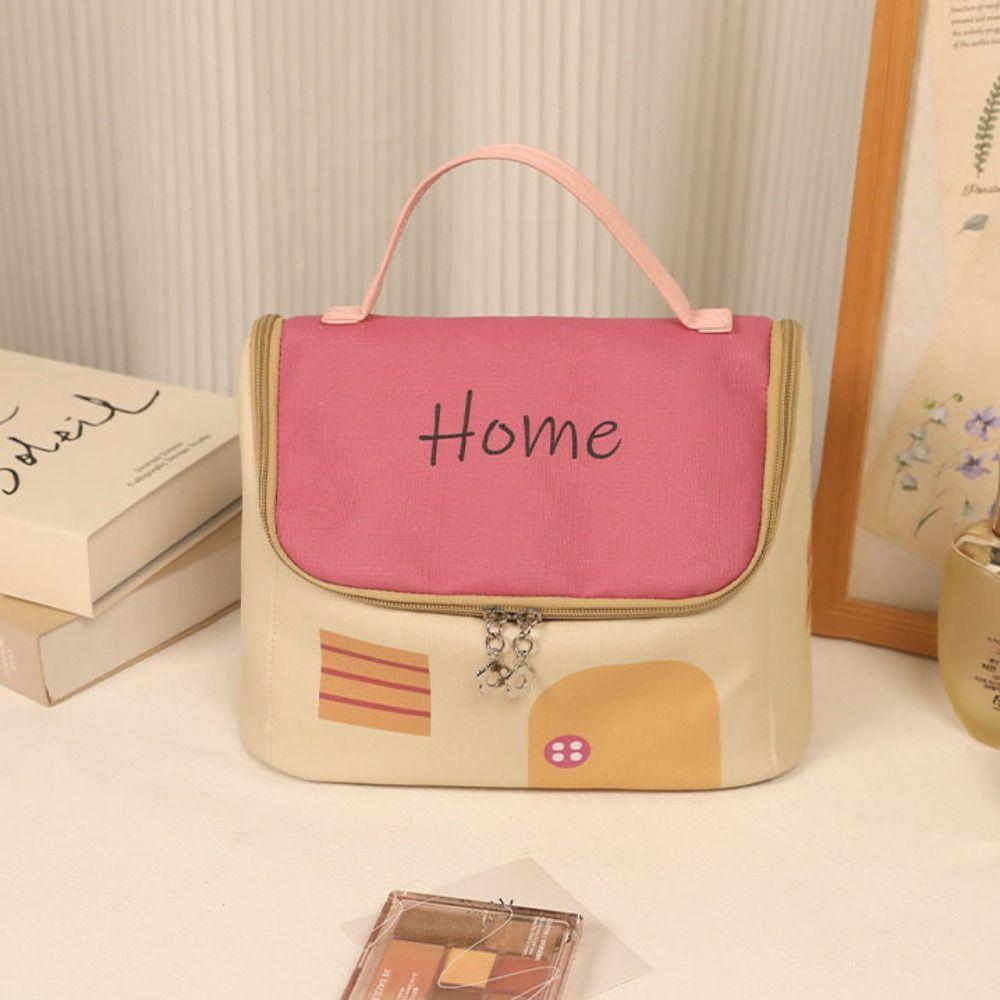 Large Capacity Cute Cabin Makeup Bag House-shaped Toiletry Storage Bag  Outdoor