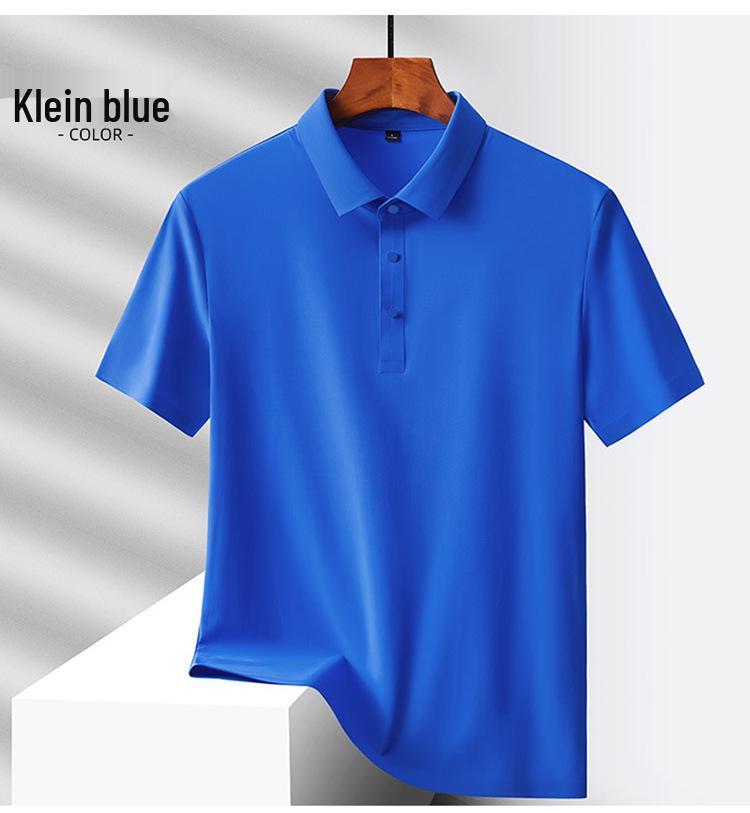 Custom Logo Quick-Dry Seamless Polo: Summer Ice Silk Cool Feel Lapel Short Sleeve Work Shirt
