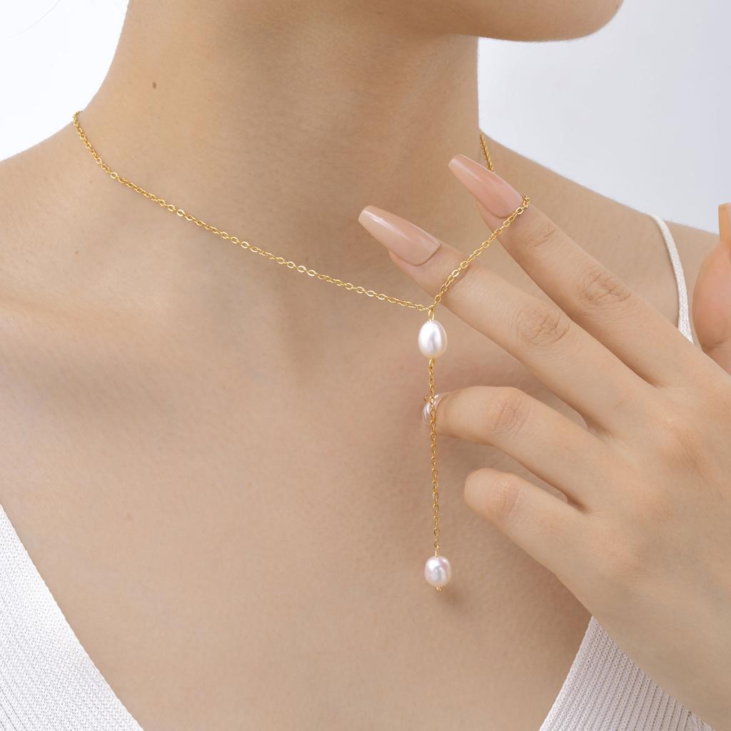 Stainless Steel Y Shape Jewelry Chain Woman Necklace Minimalist Personal Gold Color Fashion Jewelry for Girlfriend Mother's Day