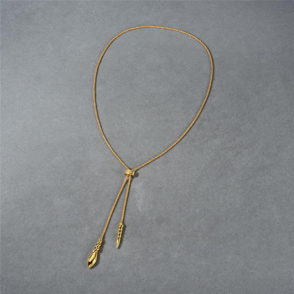 Colar Pingente Cobra Cabeça Espiral Longo Dourado Personalizado Tendência Design de Nicho Corrente de Suéter Ajustável Feminino