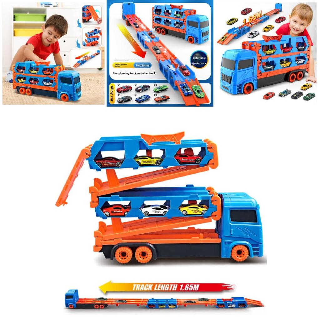 Childrens Large Track Car Set With Collapsible Metal Vehicles For Indoor Play And Development