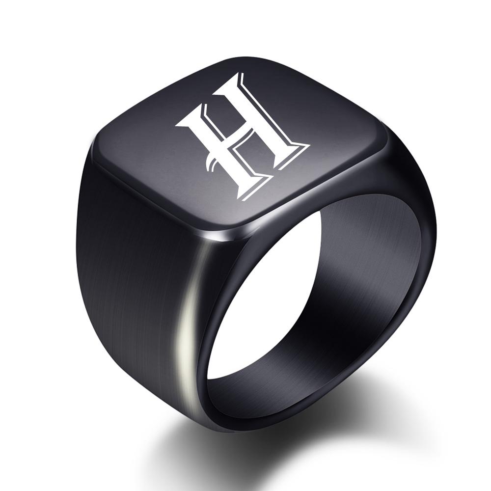 2025 Minimalist 26-Letter Smooth Titanium Steel Ring, Stainless Steel, 18MM Wide, Unisex