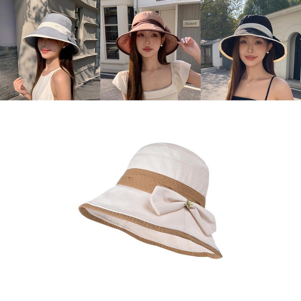 Summer Sun Shield Hat With Wide Brim And Butterfly Bow For Outdoor Casual And Fashion